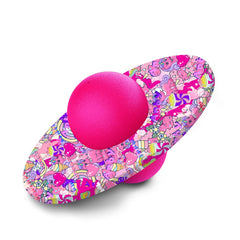 Anby Unicorn Pogo Ball pink front view promotes balance and active fun.