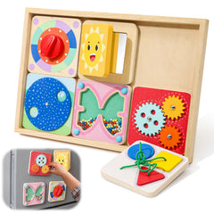 Ancaixin 6-in-1 Montessori Busy Board with magnetic tiles for versatile hands-on learning.