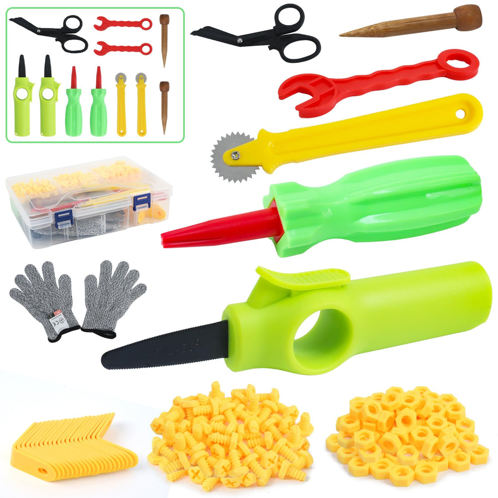 Ancaixin cardboard cutting tools kit close-up shows sturdy parts for creative play.