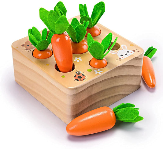 Ancaixin Montessori carrot harvest toy front view supports early shape recognition and tactile exploration.