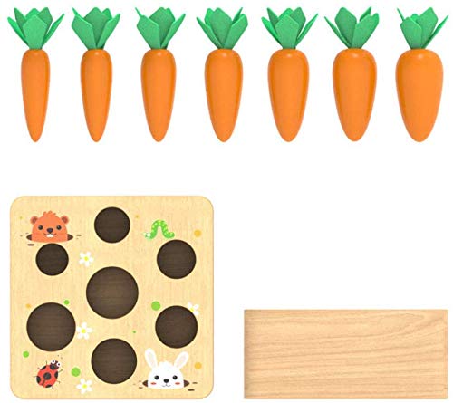 Ancaixin wooden carrot pieces encourage fine motor practice during pretend play and puzzle solving.