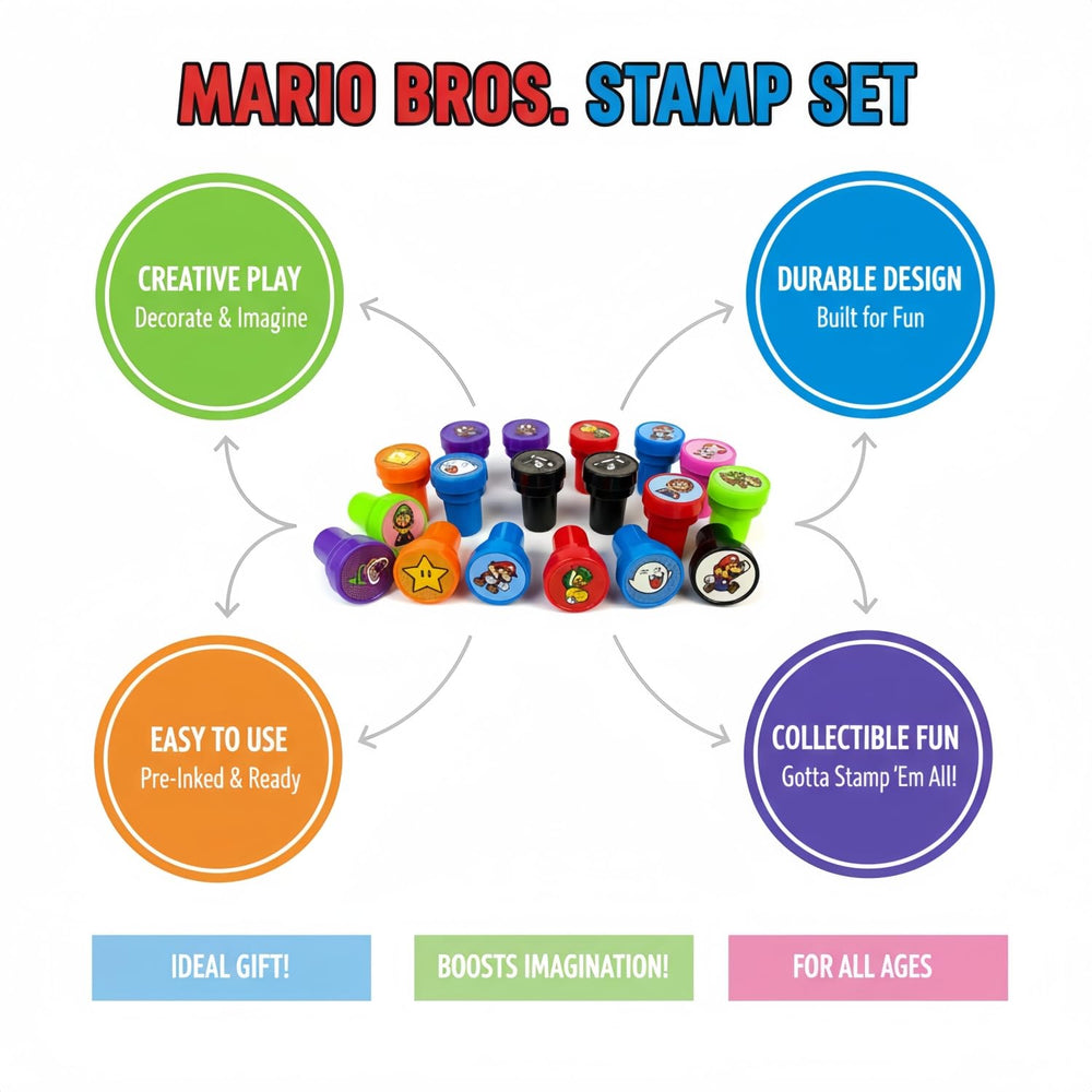 ANCCTINE Mario stamps enhance gift bags and stockings with playful, reusable characters.