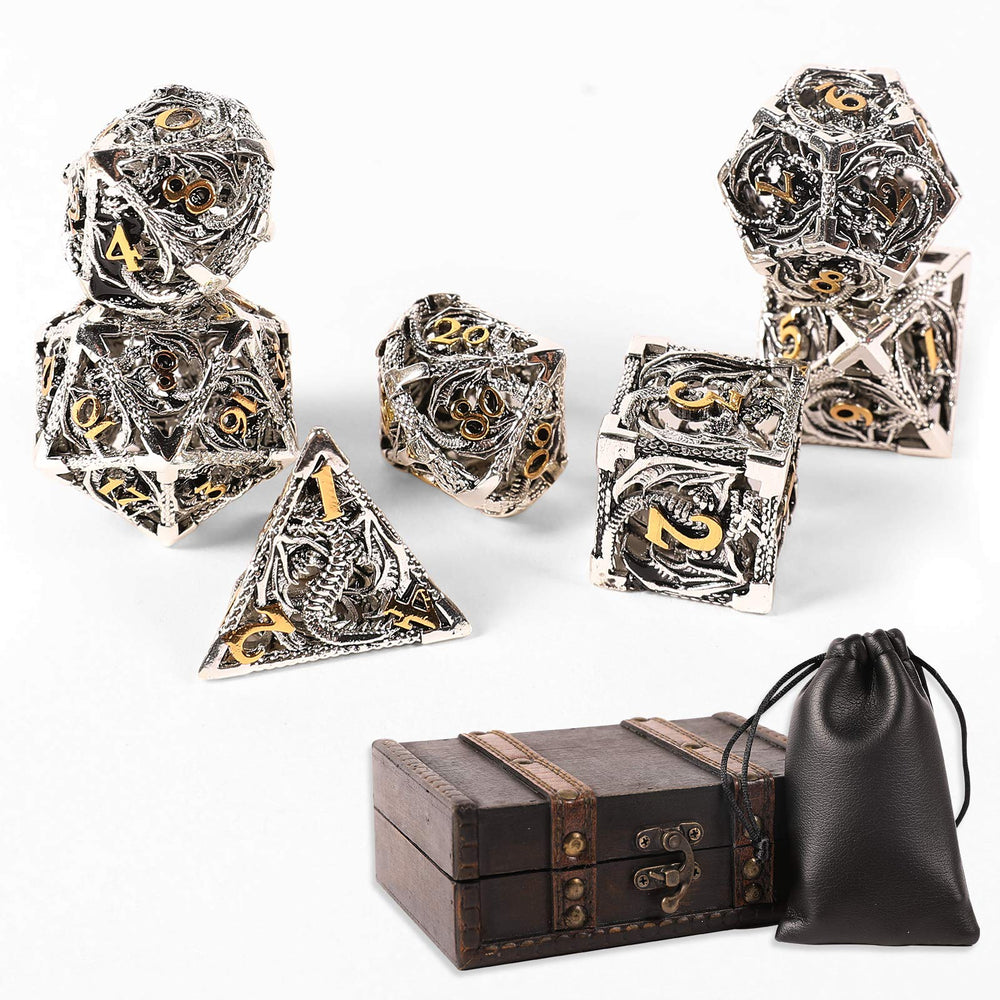 Ancient Deer dragon-pattern dice set, hollow design, eye-catching on table for RPGs
