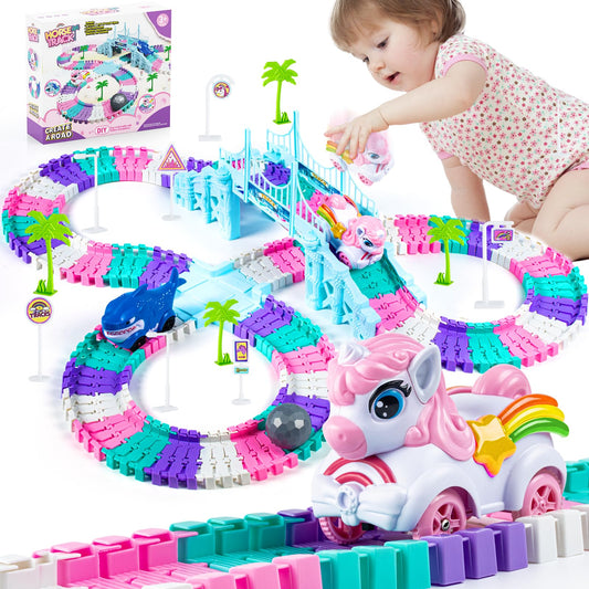Ancitoy unicorn race track set engages kids with imaginative racing play.