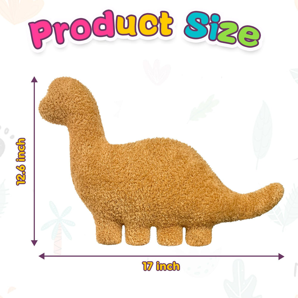 Andywoo dino nuggets pillow with child suggests playful gift moment.