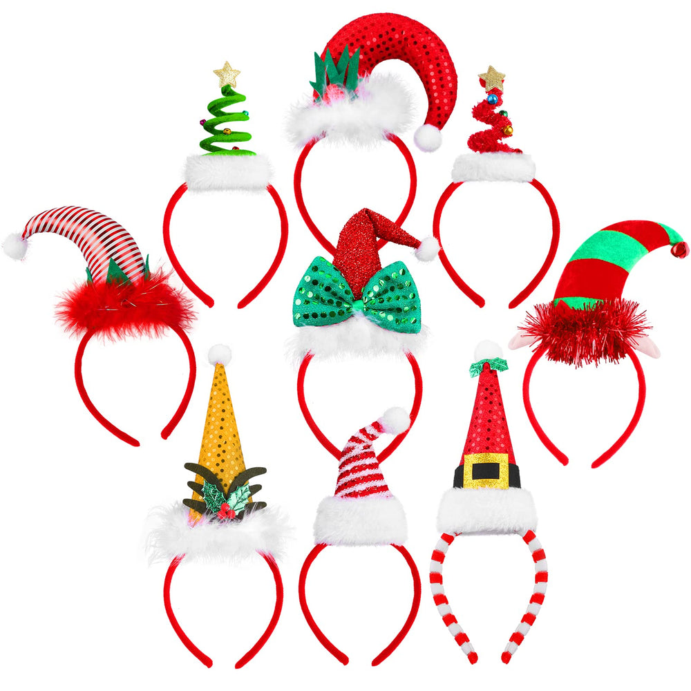 Aneco 9-piece Christmas headbands set ready for festive photos and parties.