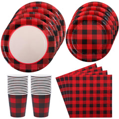 Aneco buffalo plaid 7-inch plate, sturdy for easy holiday serving.