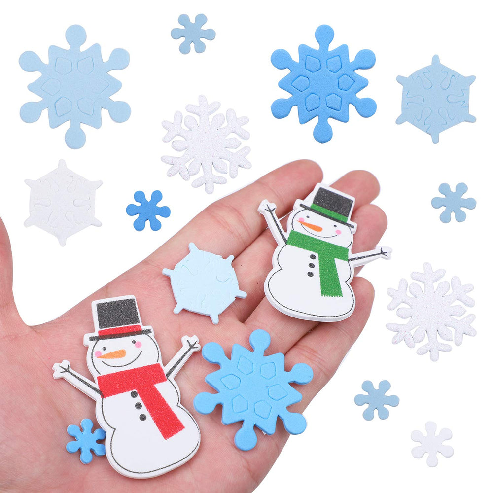 Aneco glitter snowflake foam stickers sparkle on windows and doors.