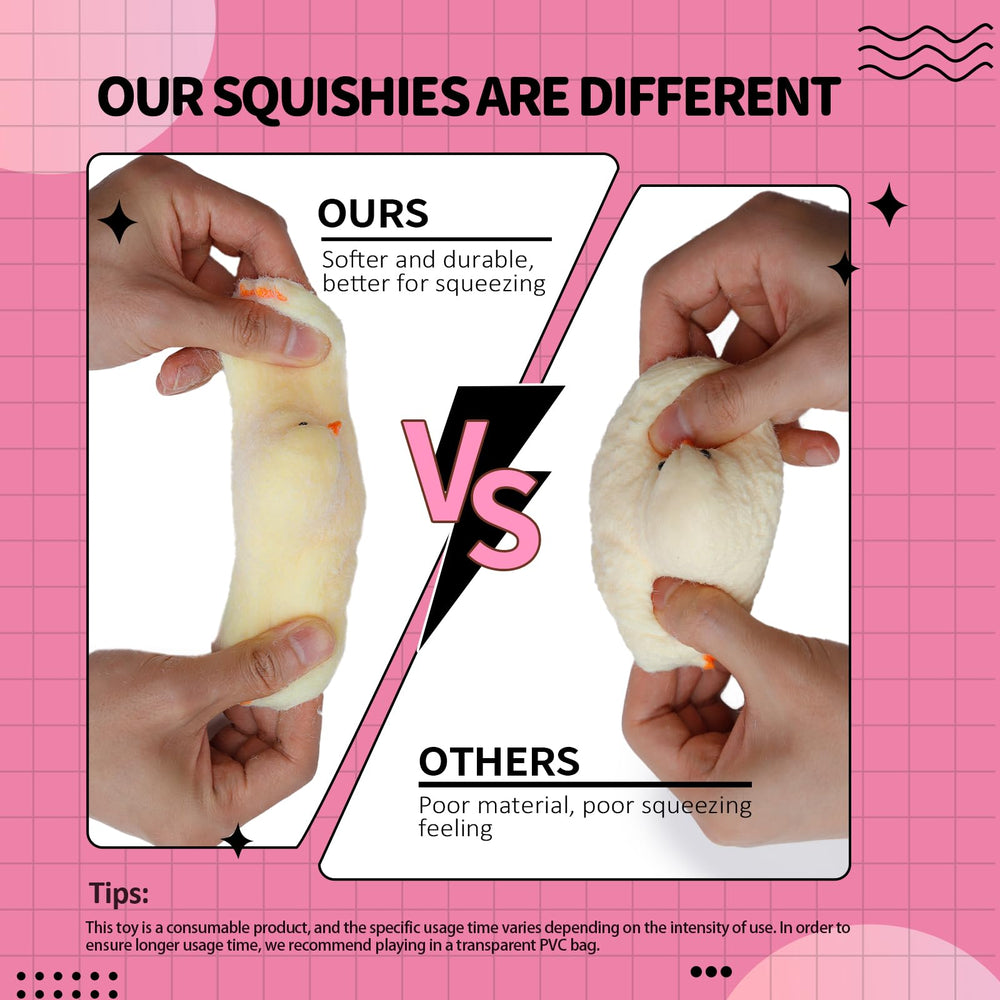 Angerbaby Taba Squishy Chick close-up highlights flexible TPR material
