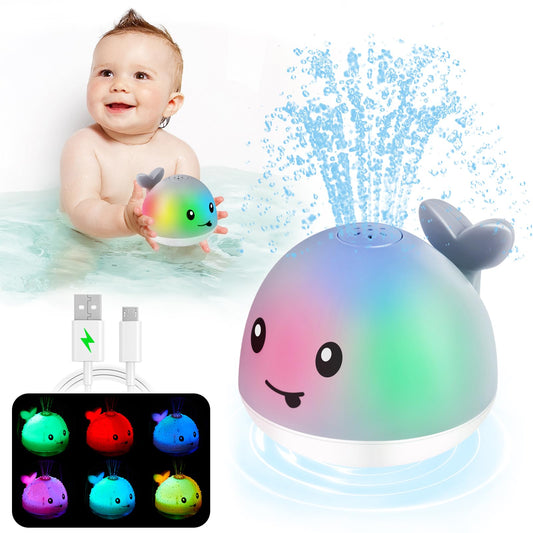 ANGGIKO light-up whale bath toy lights up during tub time to entertain toddlers