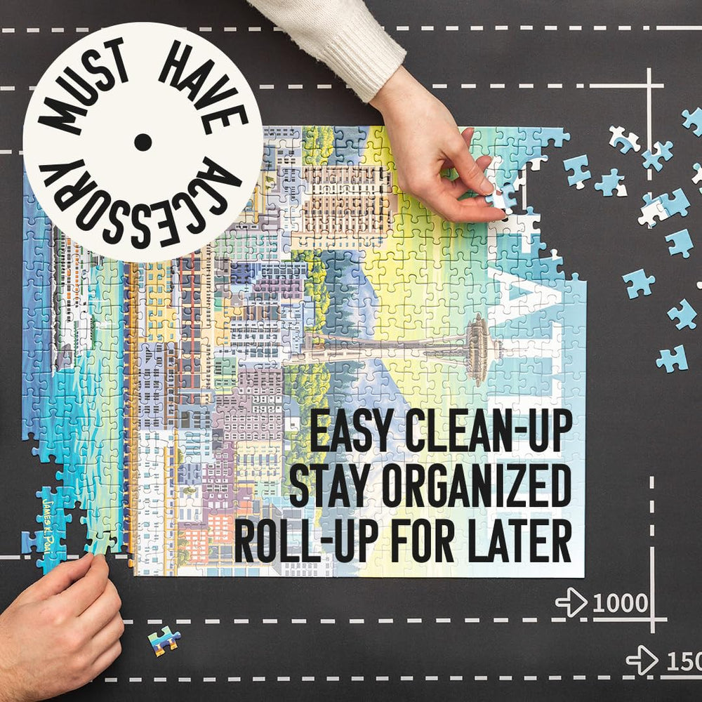 Angora Brands puzzle mat board setup enabling easy puzzle placement