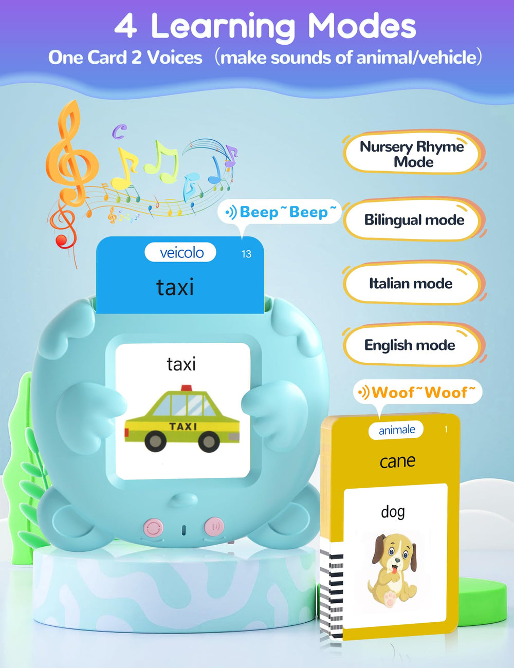 ANhovno flash cards use interactive audio for active learning.