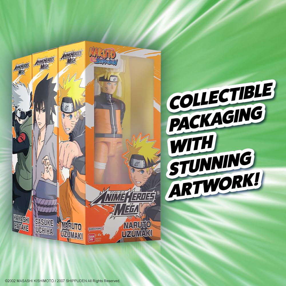 ANIME HEROES Mega Naruto Kakashi fits kids and collectors alike.