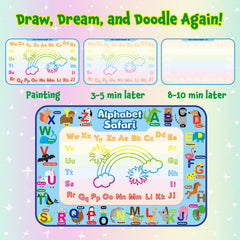 Animolds water doodle mat pen drawing action reveals colors with water.