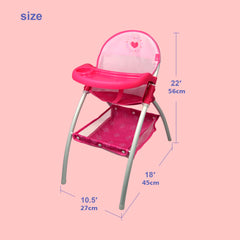 ANIVIA Baby Doll High Chair pink lightweight-durable design highlights portability.