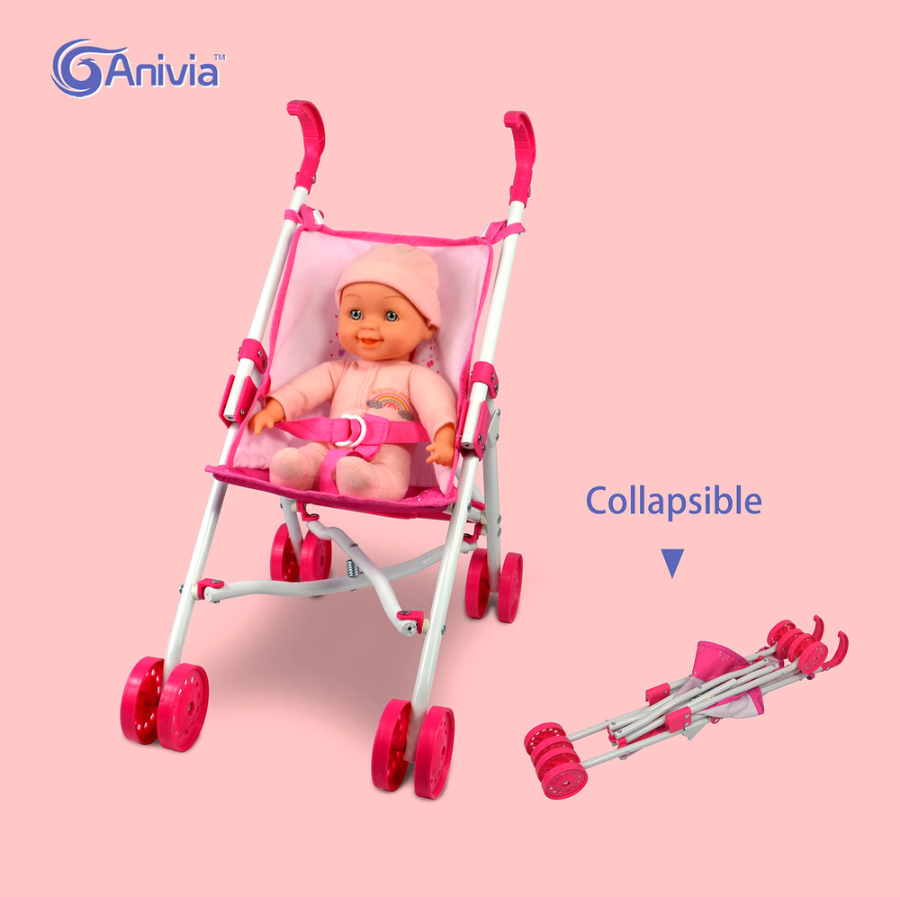ANIVIA Baby Doll Stroller Set play mat for cozy interactive care moments.