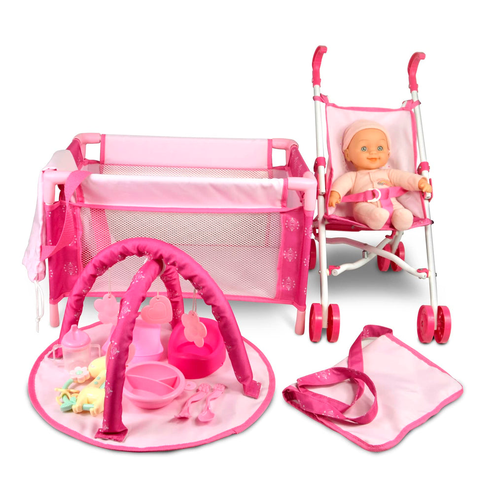 ANIVIA Baby Doll Stroller Set stroller image for imaginative play and motor skills.