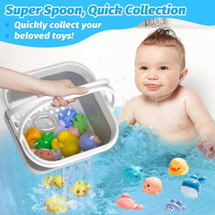 Anivia bath toy storage with large drain holes speeds drying and prevents drips.