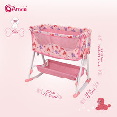 ANIVIA doll bed dimensions shown: 20.5 x 13.8 x 22.5 inches.