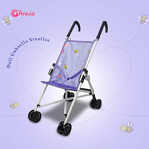 ANIVIA doll bed toy cradle with white iron frame for cozy storytelling.