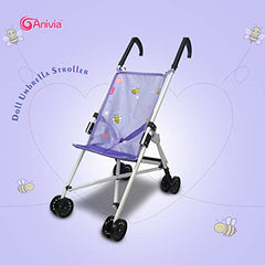 ANIVIA doll bed toy cradle with white iron frame for cozy storytelling.