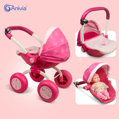 ANIVIA doll stroller pink polka-dot pattern for delightful playtime.