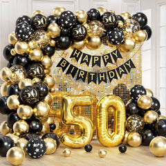 Anjerlfu Happy Birthday banner brightens the 50th celebration backdrop