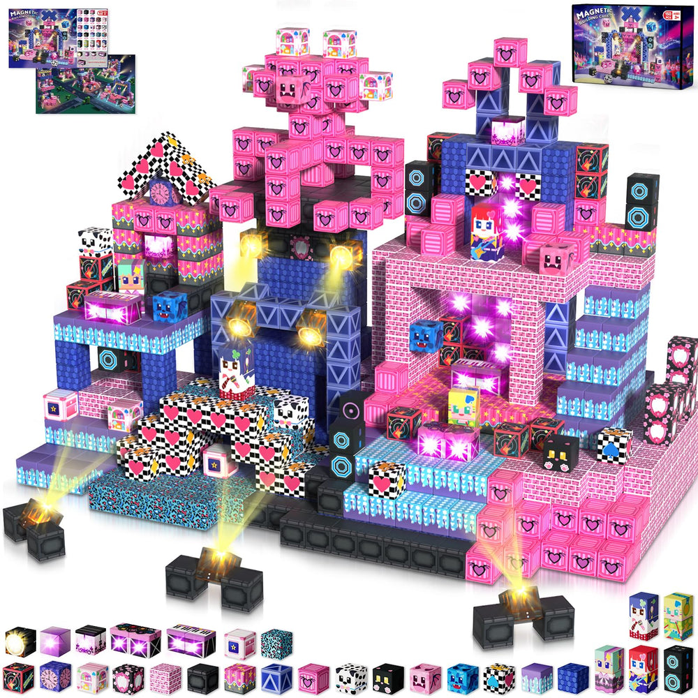 Annexfun 150pcs magnetic blocks with light up features for creative play