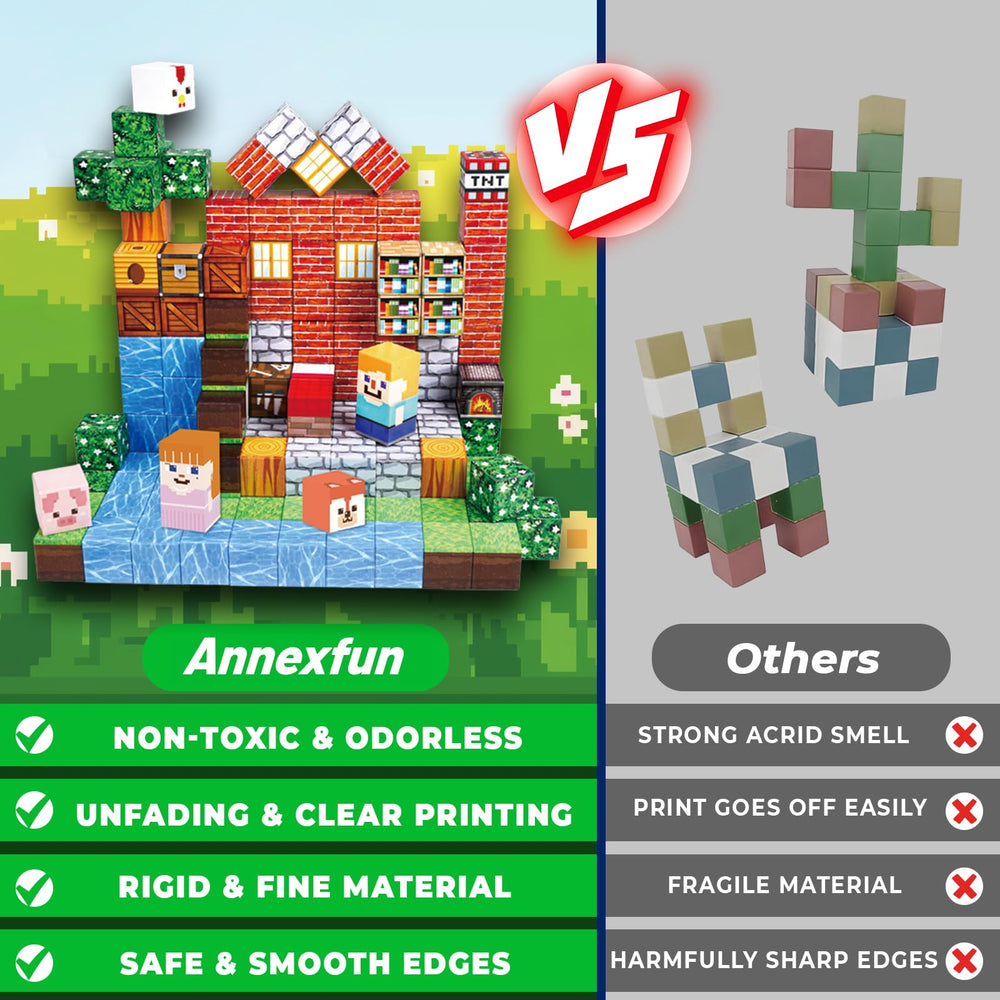 Annexfun magnetic blocks safe ABS material with rounded edges for worry-free play.