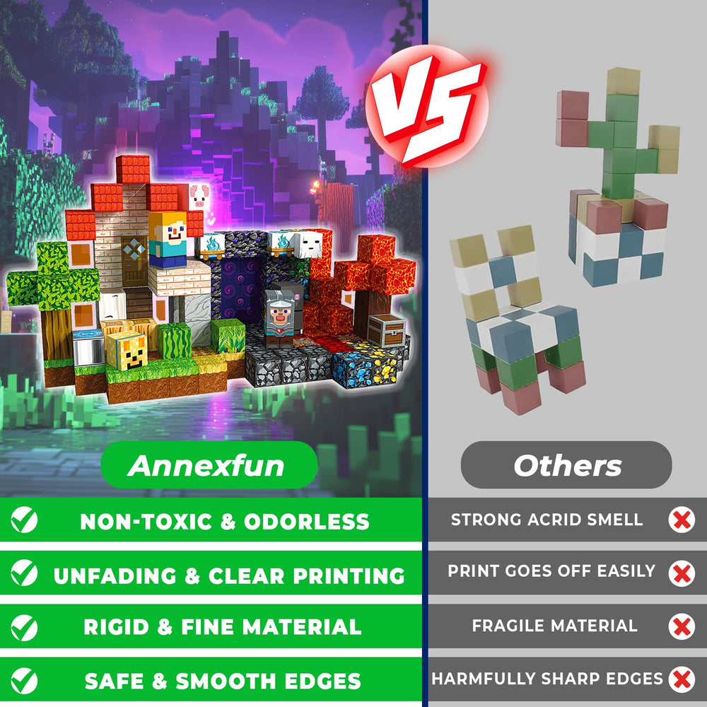 Annexfun Magnetic Blocks use safe ABS plastic with smooth edges for worry-free play.