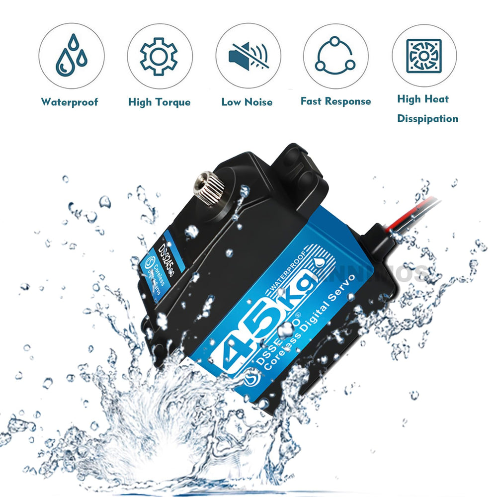 ANNIMOS DS3245SG 45kg servo IP67 waterproof rating for all-weather RC use.