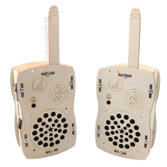 ANNISOKA walkie talkie kit front view shows wooden components for hands-on learning