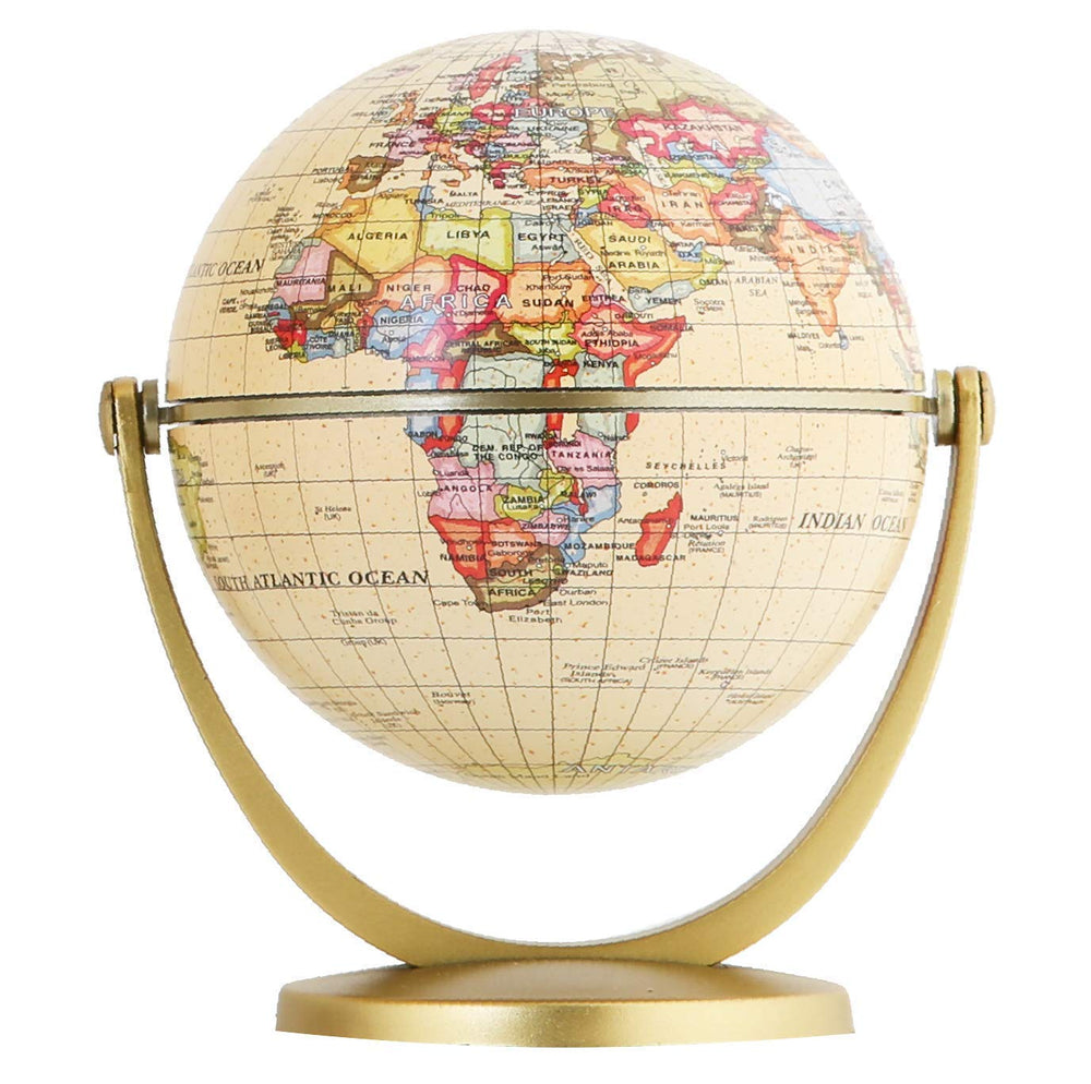 Annova Mini Antique Globe 4-inch on a swiveling desk base for decoration and learning