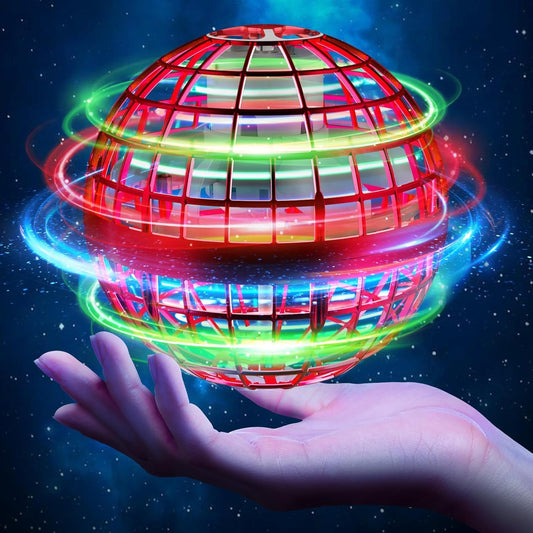 ANOEPUY Flying Orb Ball with red shell glowing vividly for outdoor play.