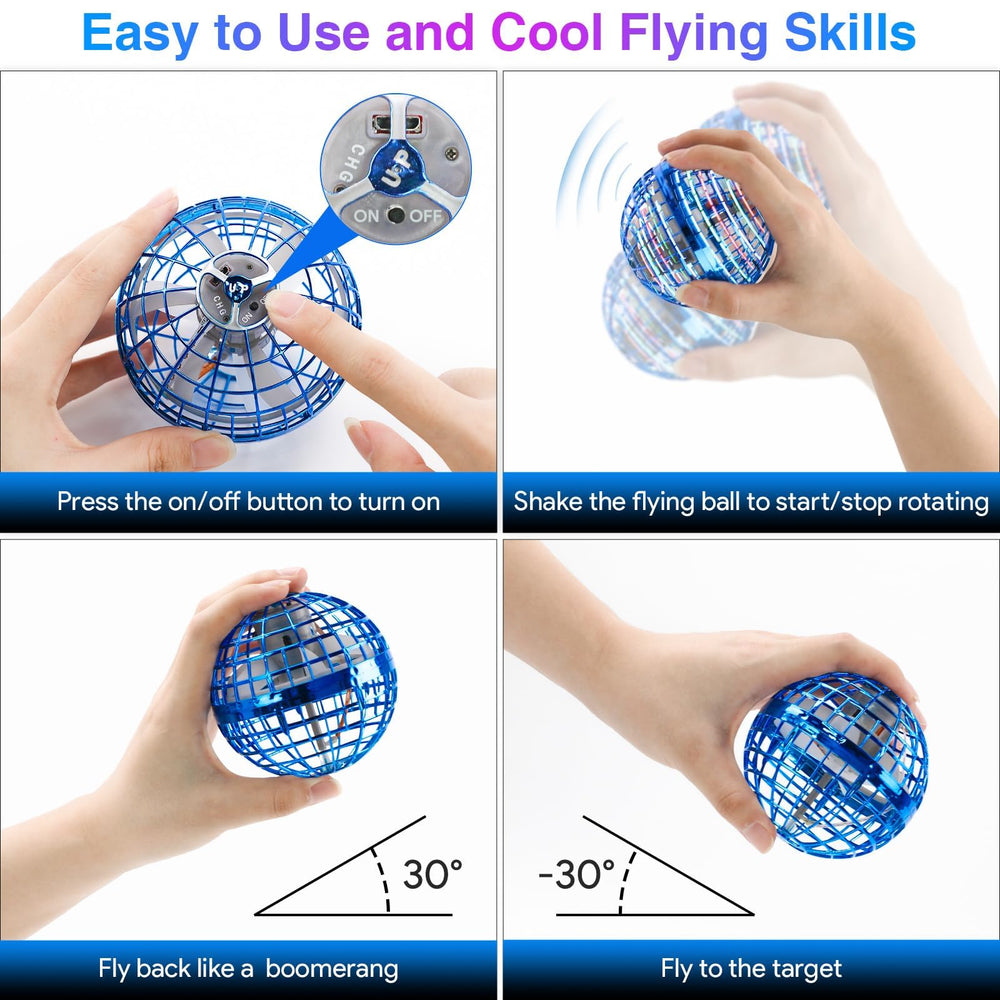 ANOEPUY Flying Orb Ball USB recharge for long adventures with quick top-ups
