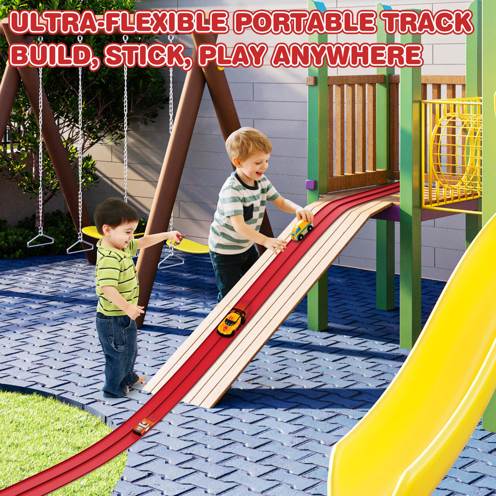 Anoozo two-lane track includes base hooks and suction fixings for quick setup