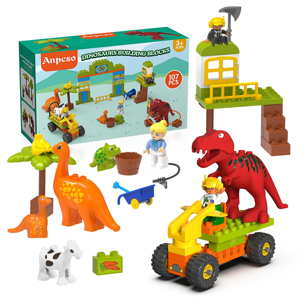 Anpcso dinosaur building blocks playset prompts creative, tactile learning for kids