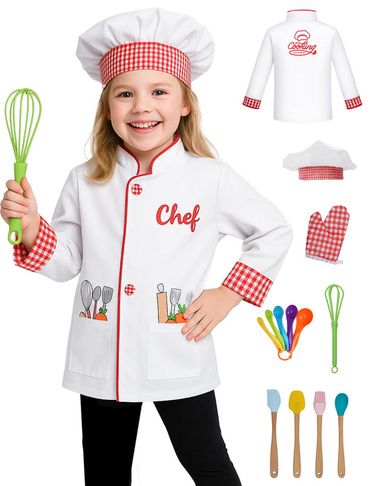 ANPHILE kids chef costume jacket front view ideal for imaginative play and pretend cooking