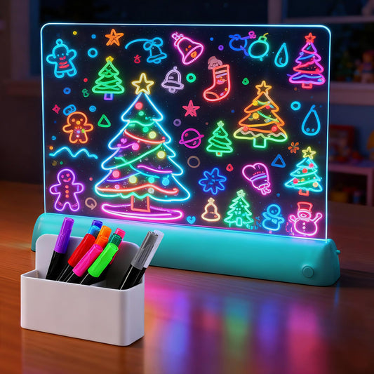 ANPHSIN wire-free acrylic LED drawing board in blue on a desk for flexible creativity