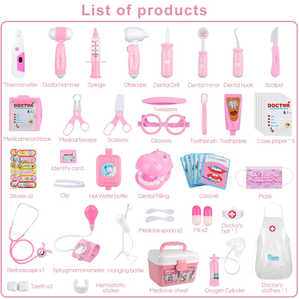 Anpro case with handle keeps toys organized for travel-friendly pretend play.