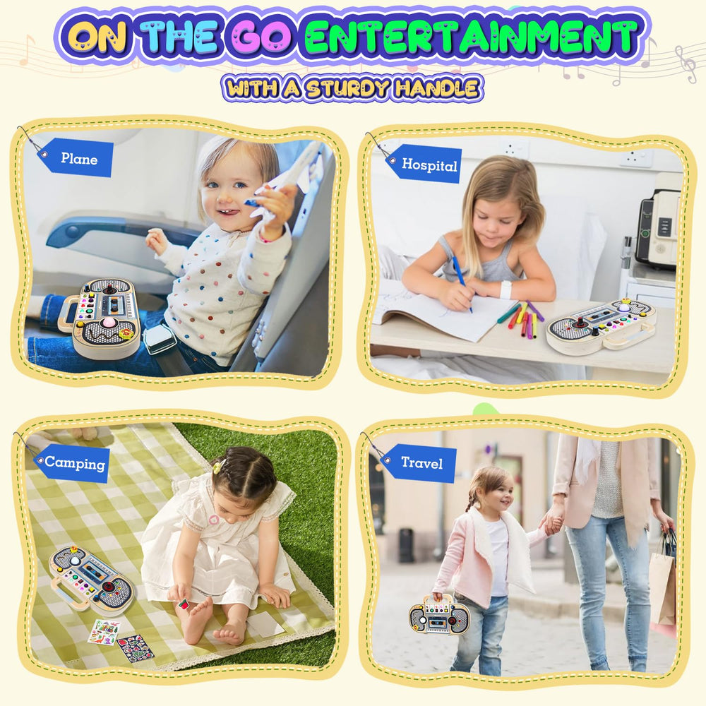 Ansee Busy Board includes two DIY sticker sets for personalization back panel