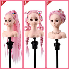 Anstar doll head demonstrating a creative styling session for kids