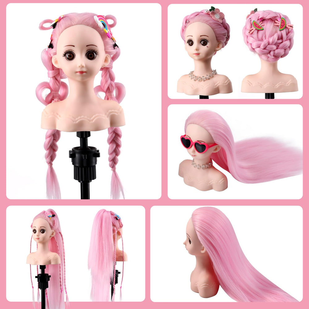 Anstar doll head packaging, presenting a gift-ready styling set