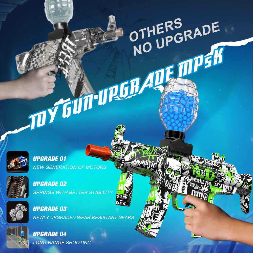 Anstoy Gel Ball Blaster backyard-battle setup shows easy, family-friendly play spaces.