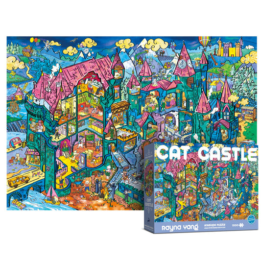 Antelope Cat Castle puzzle box front for adult 1000-piece gameplay and preview
