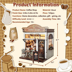 ANTREATU Coffee Shop Dollhouse LED light on, cozy night glow