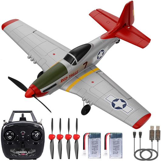 ANTSIR P51 RC plane takes off smoothly in mild breeze for beginners.