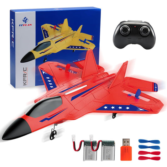 ANTSIR RC Plane F22 front view shows bold red design for easy beginner handling.