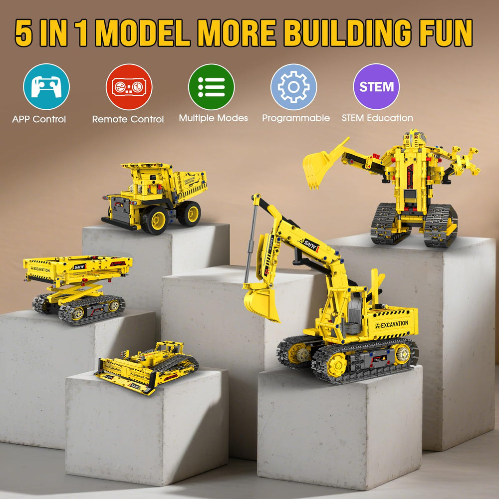 AnySun 5-in-1 STEM Robotics Kit bulldozer promotes durable, creative construction