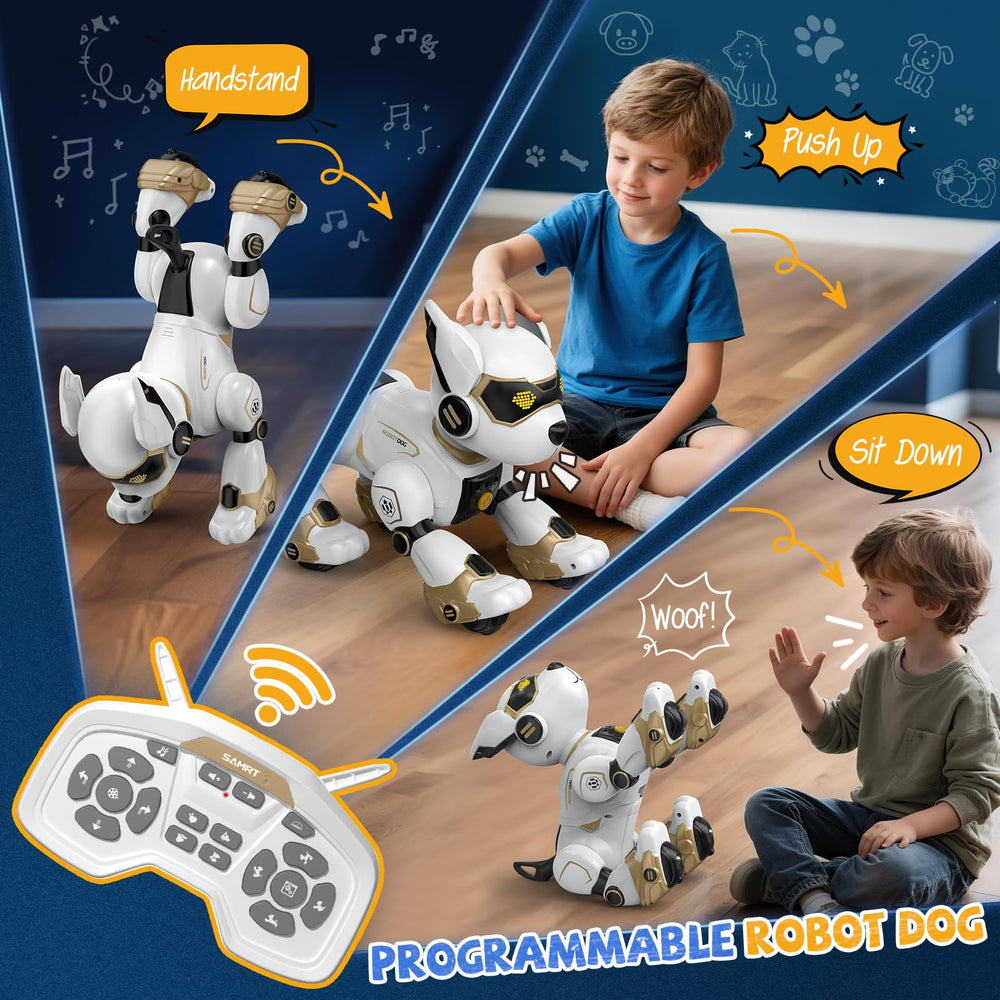 AnySun robot dog imitates animal sounds and bedtime stories for imagination.